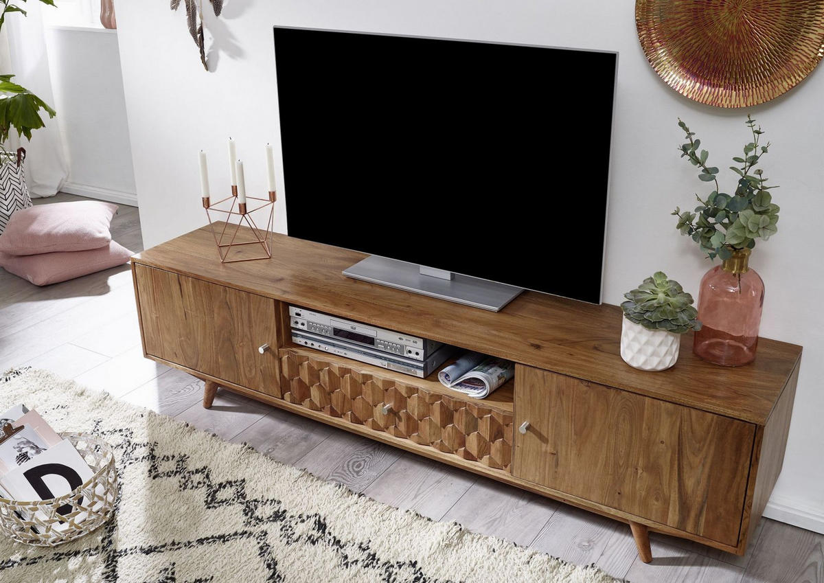 TV-BOARD 188x40x48 Akazie natur lackiert MOSAYK #105 - Naturfarben, Holz (188/48/40cm) - Massivmoebel24