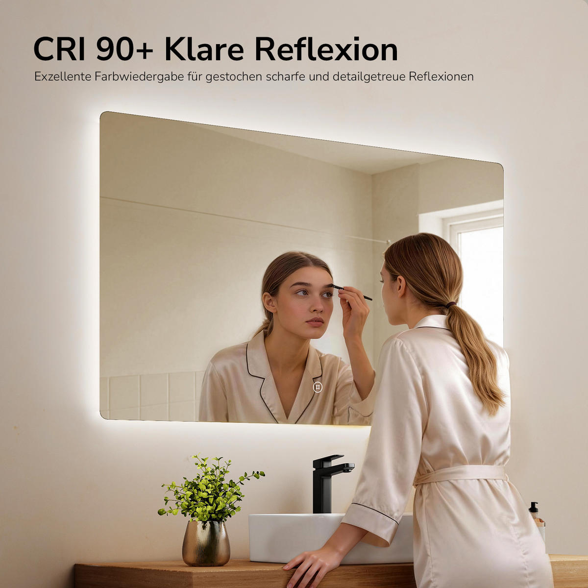 BADSPIEGEL mit Power-Off-Memory-Funktion Beleuchtung Rechteckig 100/60 cm - Weiß, Glas (60/3/100cm) - EMKE