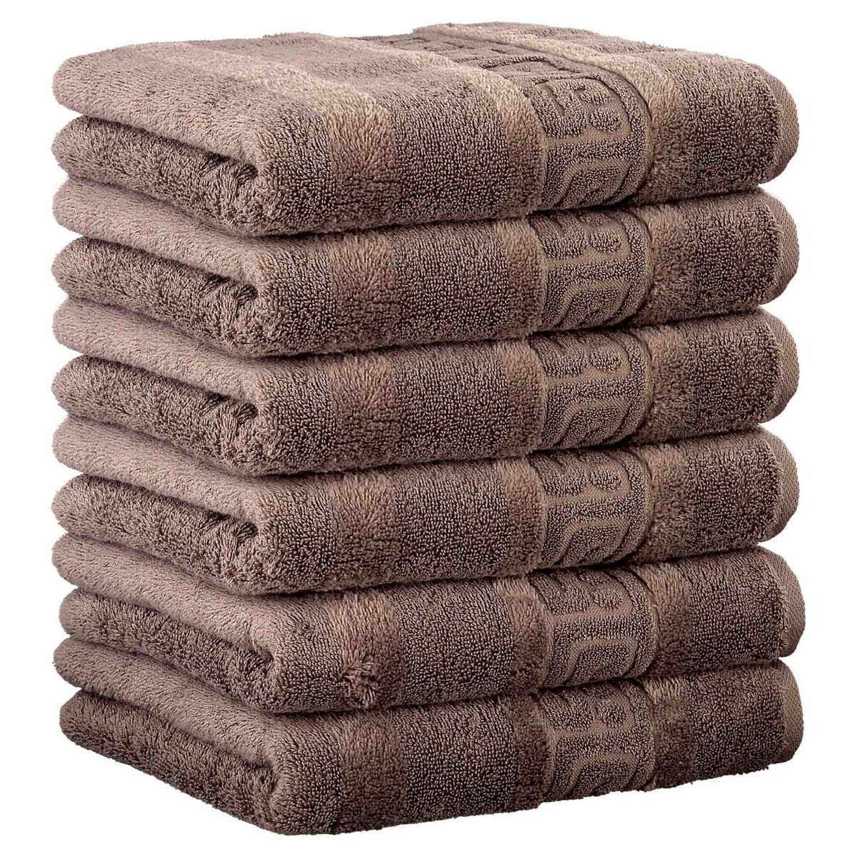 GÄSTETUCH 6er Pack 100% Baumwolle, Walnuss, 30 x 50 cm - Braun, Naturmaterialien (30/40cm) - Cawoe