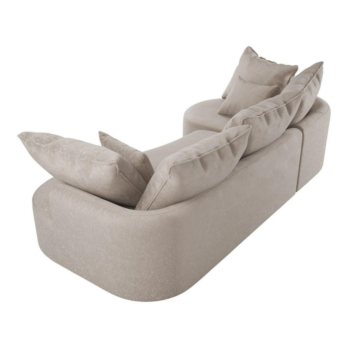 SOFA Tirano Samt Beige mit Ottomane links - Beige, Textil (102/300cm) - Juskys