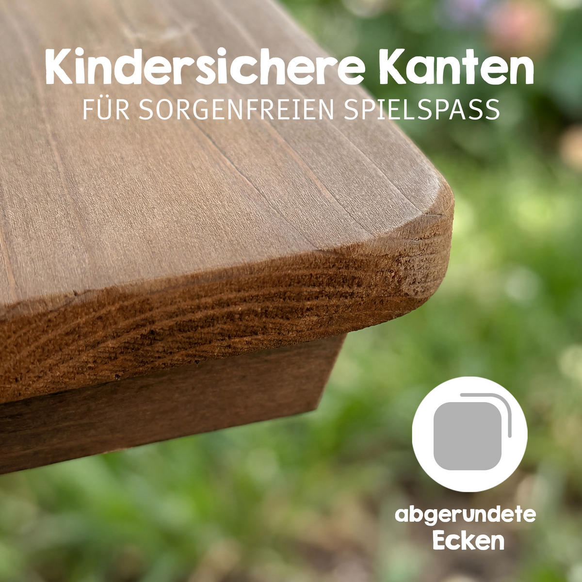 KINDERSITZGARNITUR OUTDOOR + mit Spielwannen und Bankkissen - Teakfarben, Holz - Roba