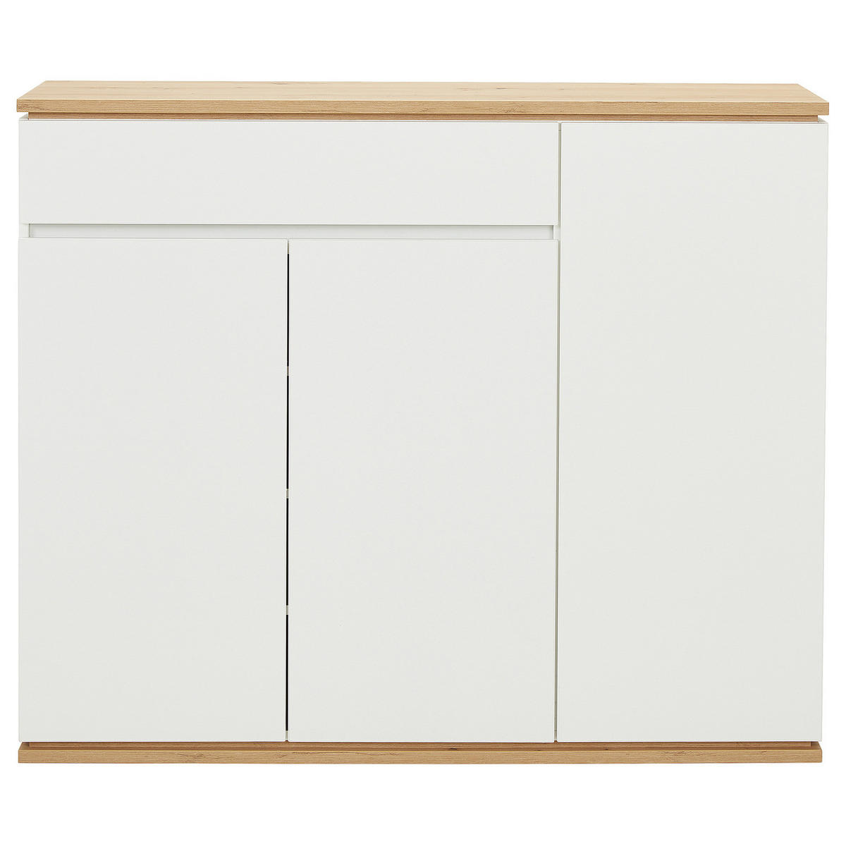 SCHUHKOMMODE - 135 cm - Weiß - Eiche - PVC - 135 x 112 x 38 cm - Schwarz/Weiß, Holzwerkstoff/Kunststoff (135/112/38cm) - home24