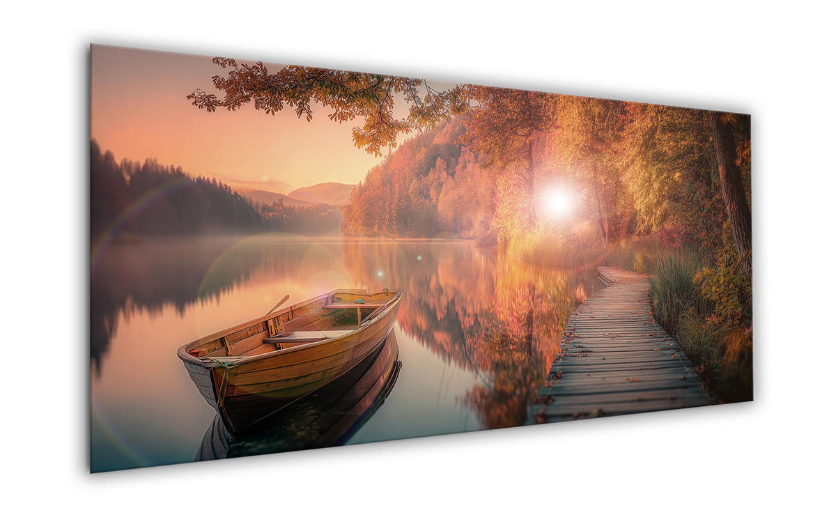 GLASBILD 125x50 cm See Landschaft - Beige, Glas (125/50cm) - artissimo