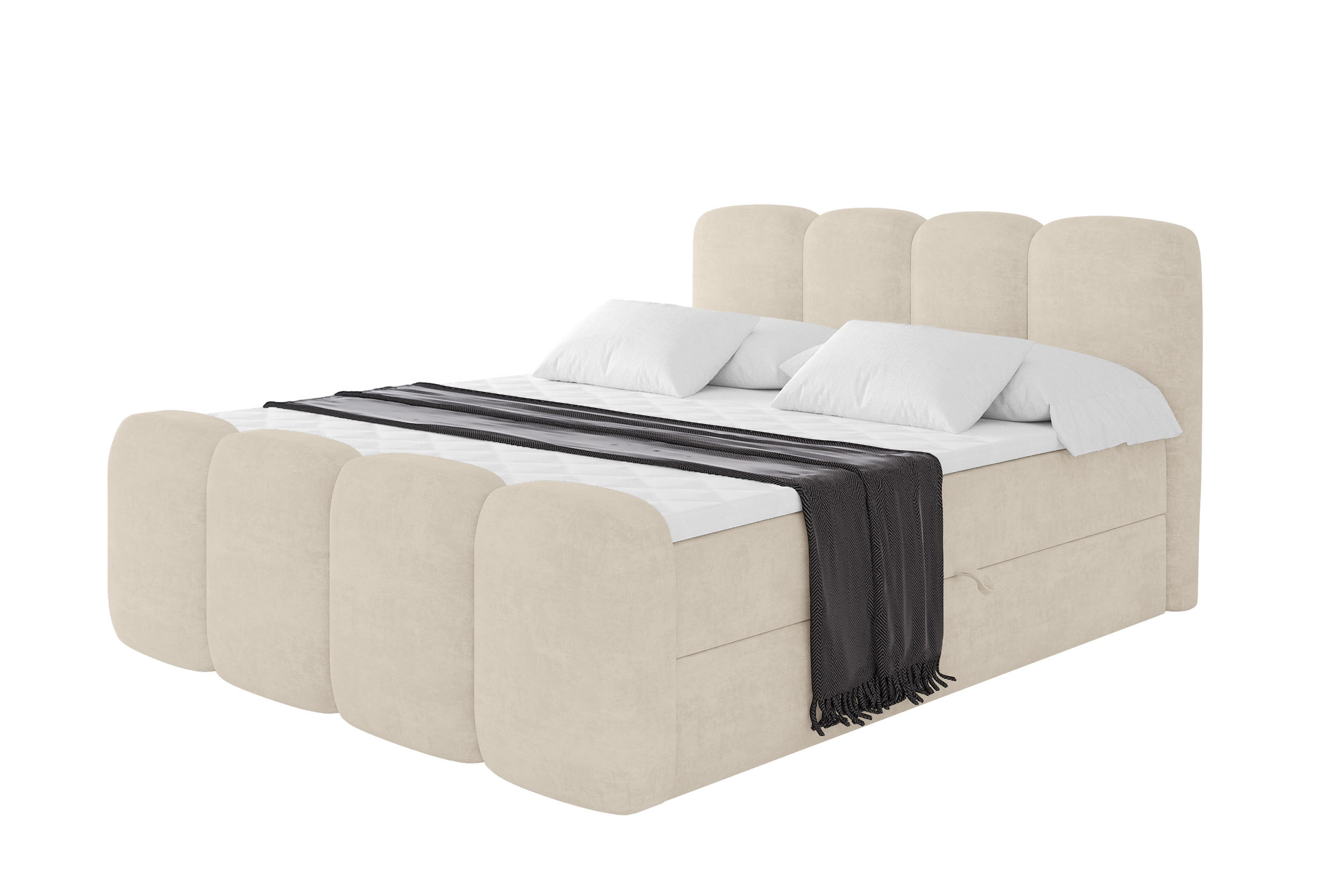 AMERICKÁ postel s matrací H4 a roštem – NINA-Z – 140 × 200 cm – béžová - Sahara, kompozitní dřevo (140/200cm) - ALTDECOR
