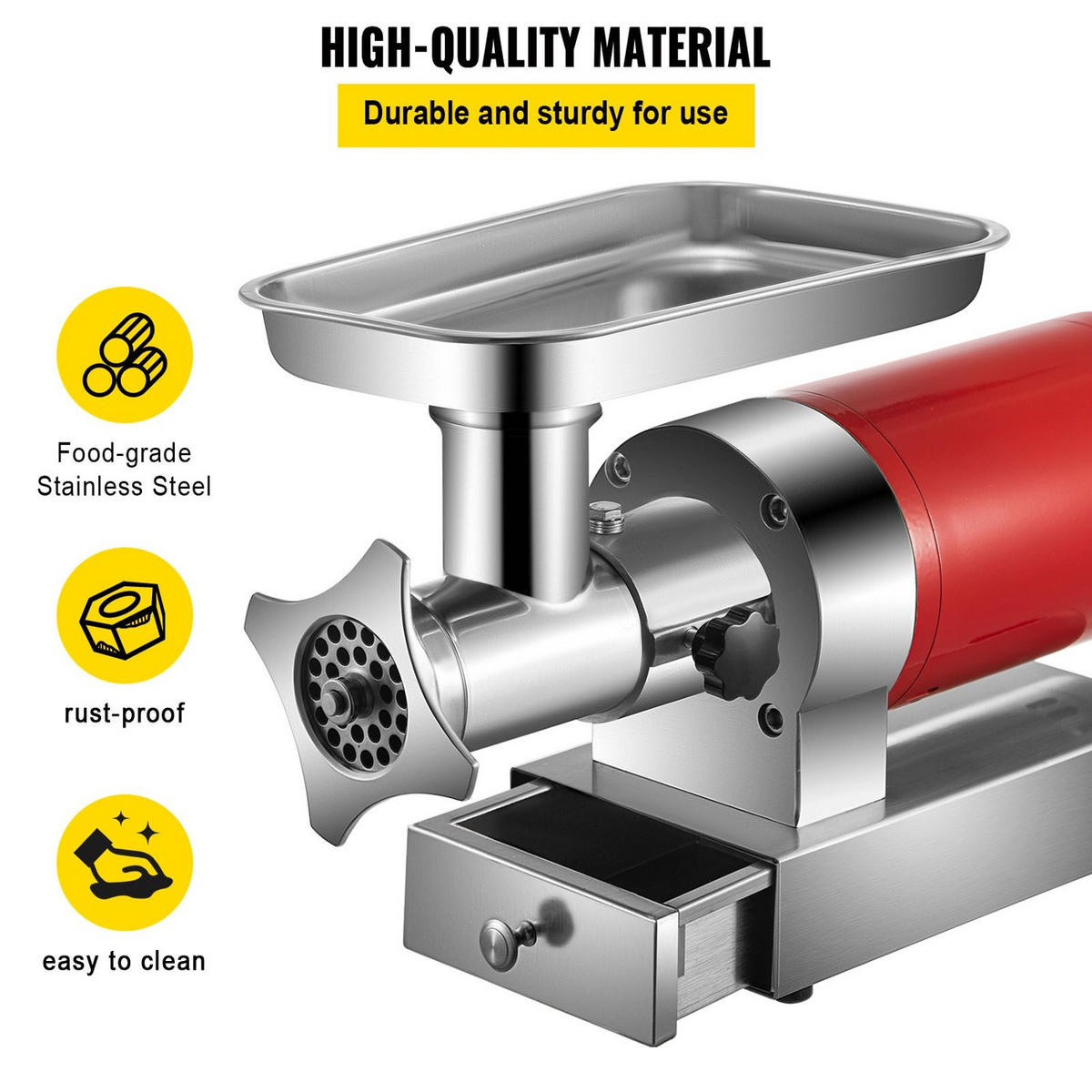 FLEISCHWOLF 800W Edelstahl Rot - Silberfarben, Metall (30.02/43/60.02cm) - Rolipo