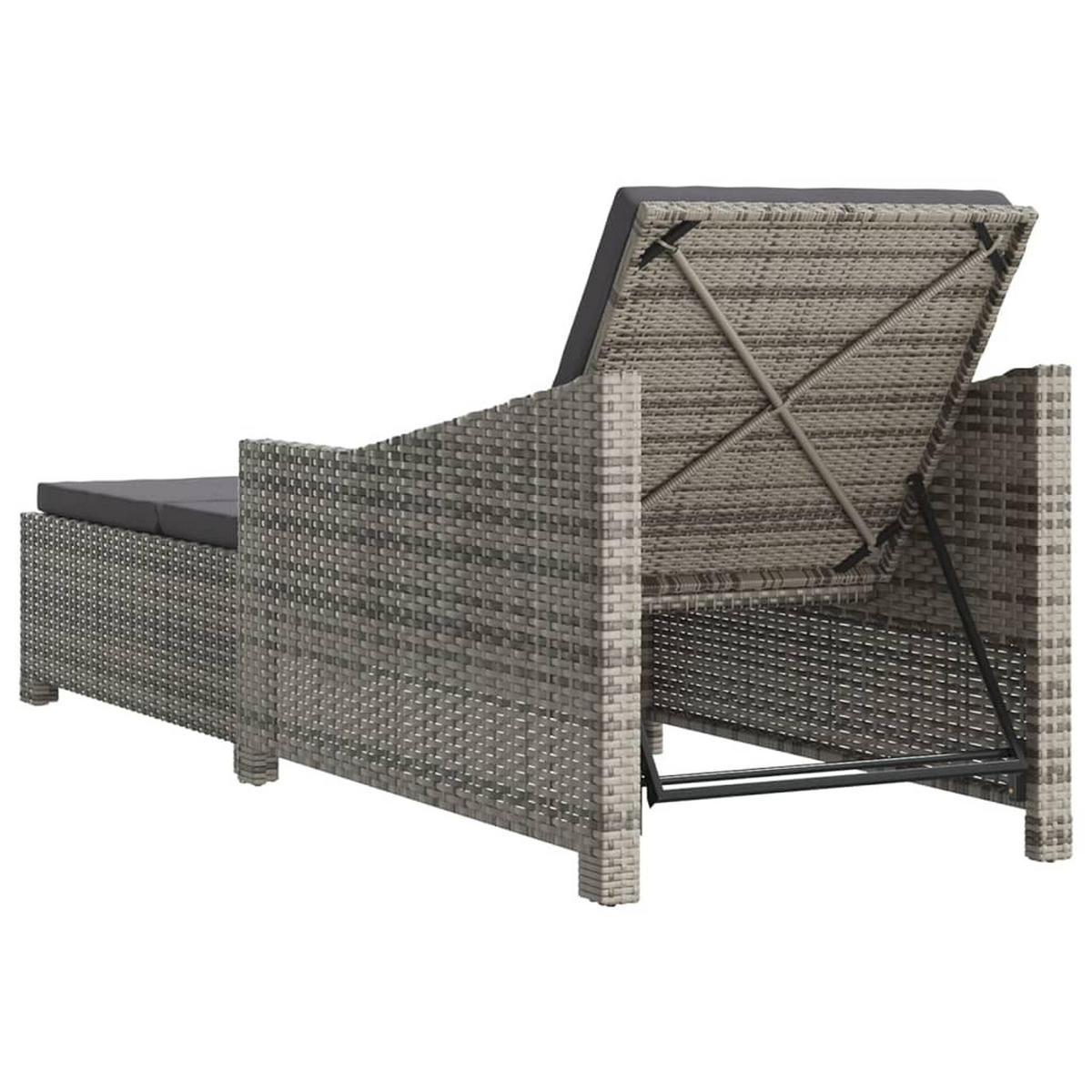 SONNENLIEGE mit Dunkelgrauer Auflage Poly Rattan Grau - Grau, Kunststoff (68/63/201cm) - furnicato