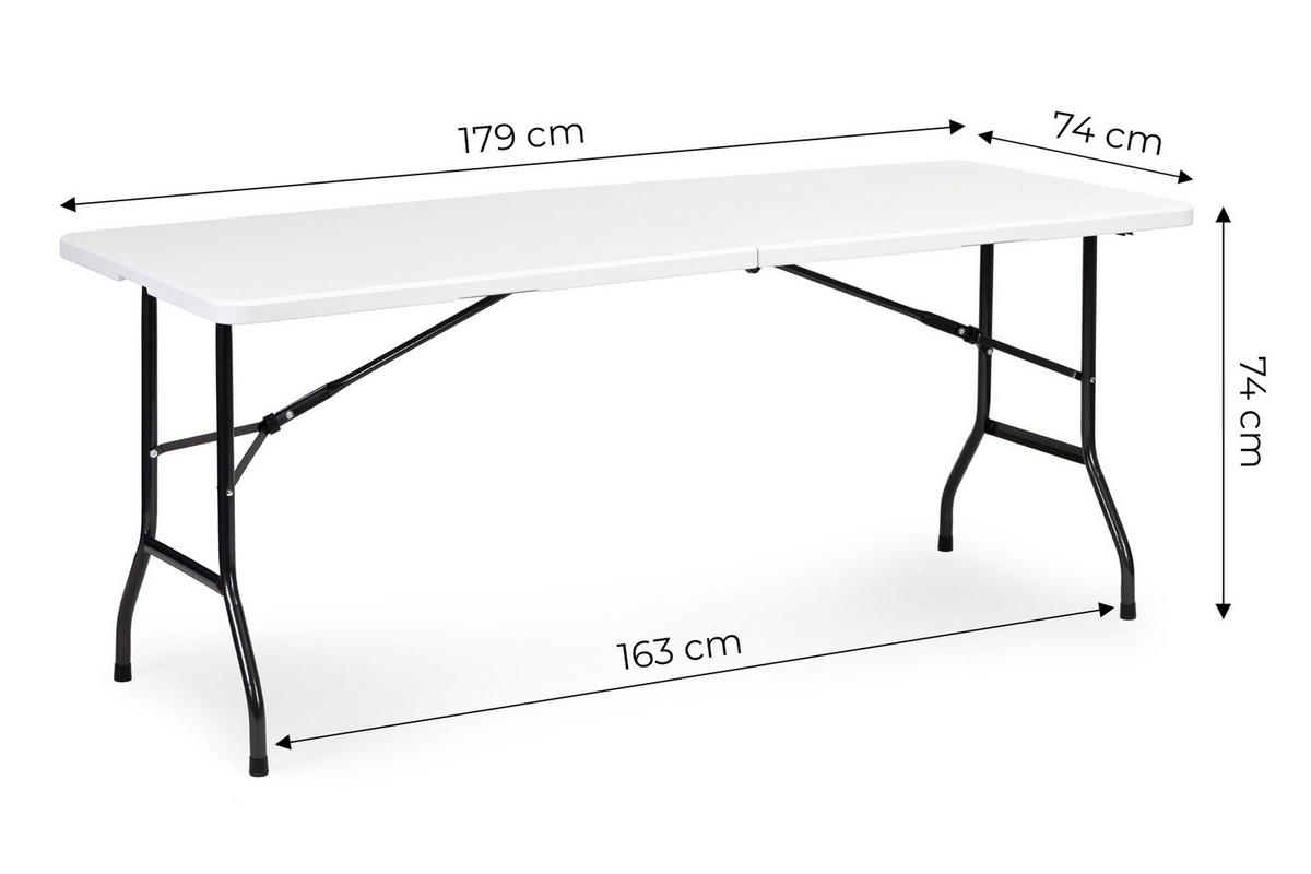 GARTENTISCH klappbar 180 x 75 cm - Weiß, Kunststoff (180/75/74cm) - Mat-Haus