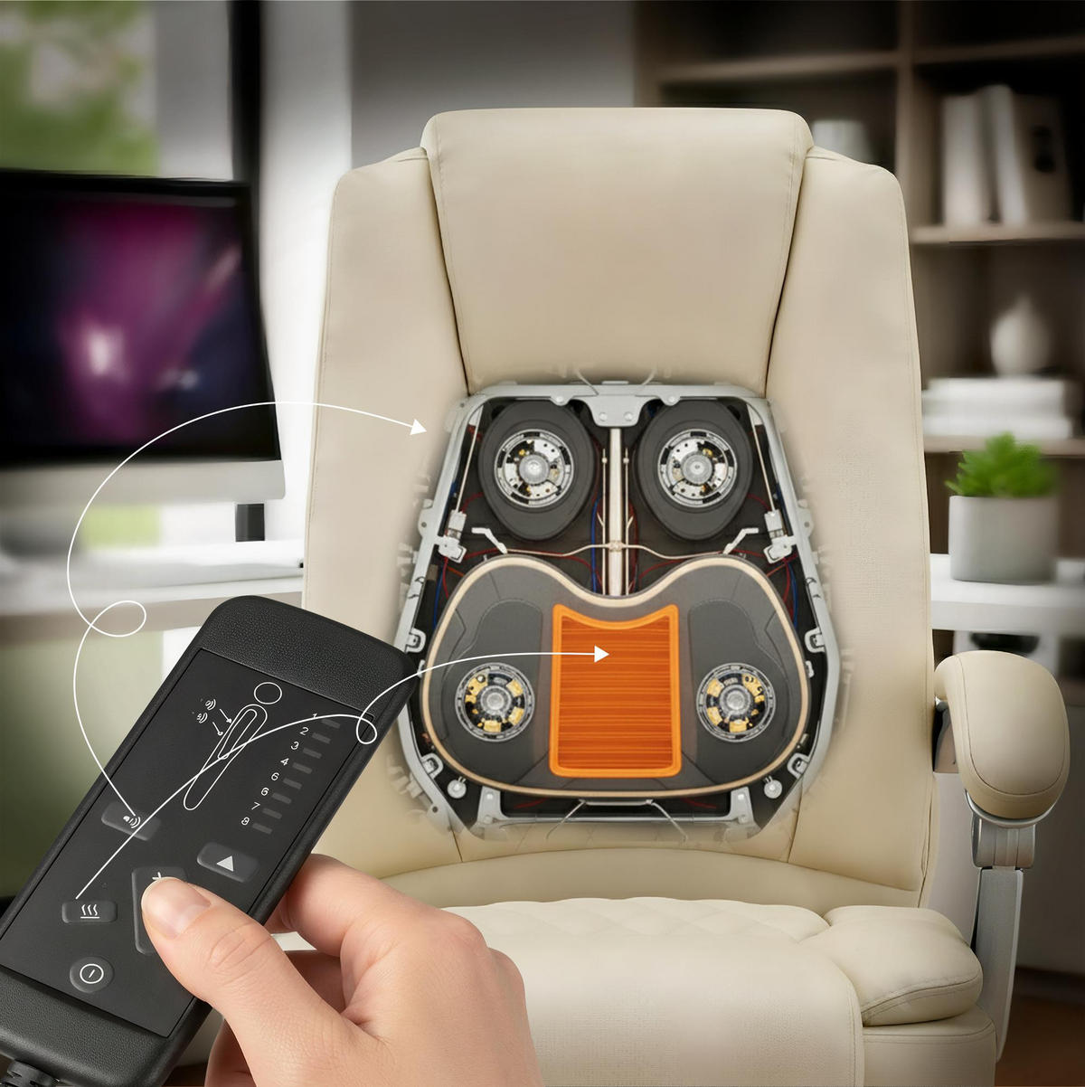 CHEFSESSEL Lederlook Creme - Chromfarben/Creme, Textil/Metall (67/110/70cm) - CLP