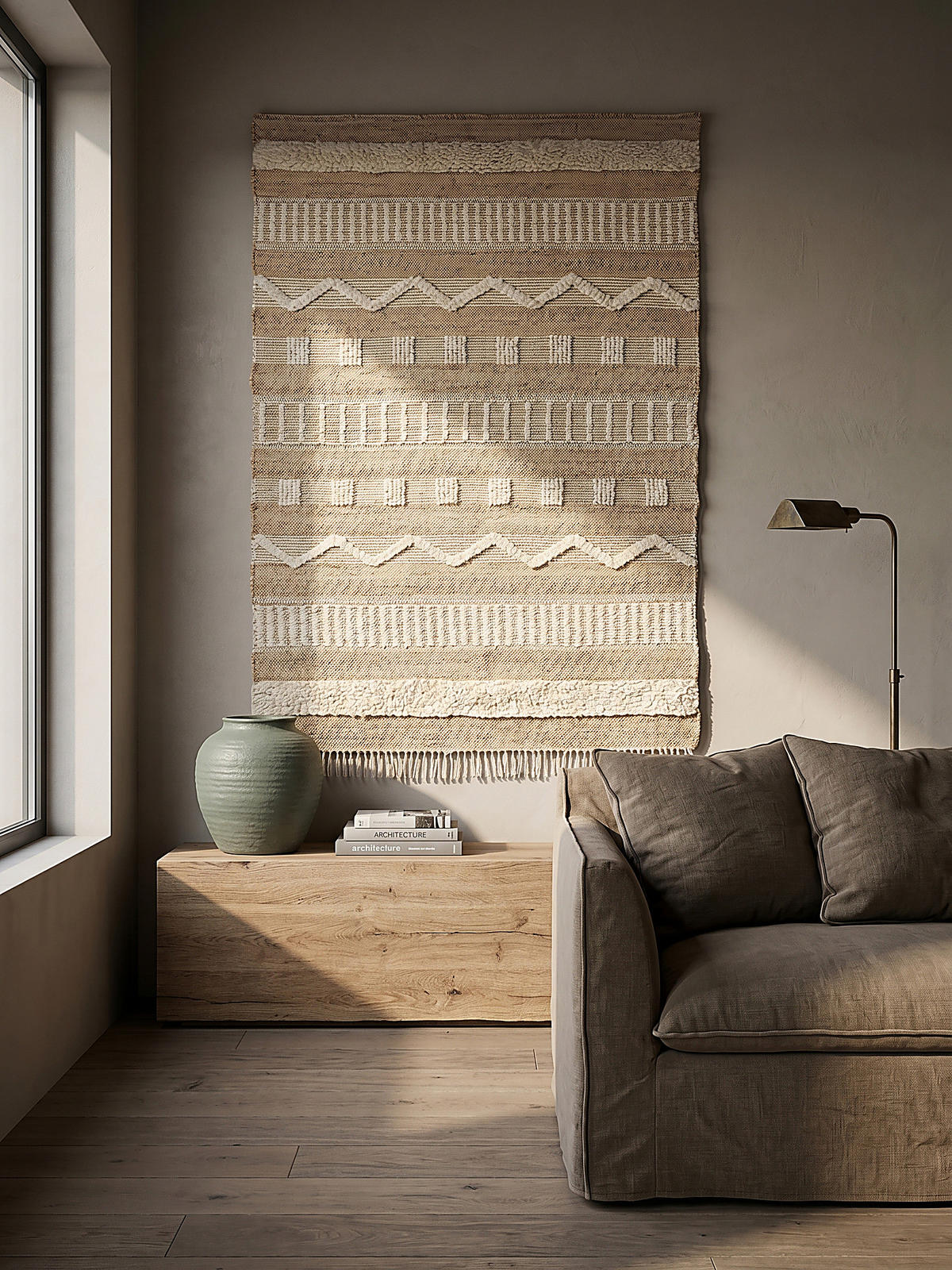 NATURTEPPICH handgewebt Jute-Wolle-Mix skandinavisch WHARFE, Braun-Beige 200x290 cm - Braun, Textil (290/200cm) - KADIMA DESIGN