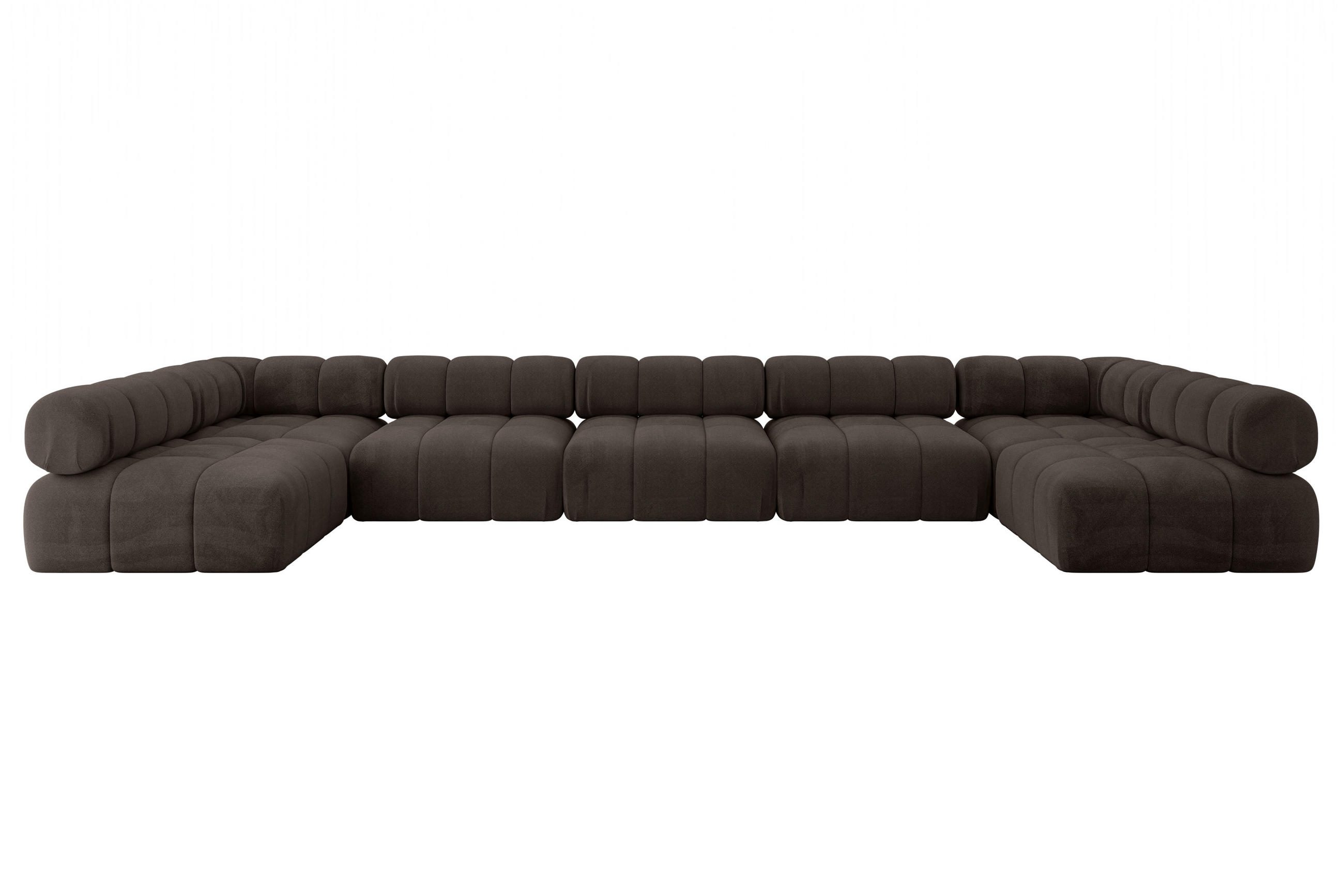 WOHNLANDSCHAFT modulares Sofa Garvo-U3 - 475x190x70 cm Braun Velours - Braun, Holzwerkstoff/Textil (475/70/190cm) - ALTDECOR