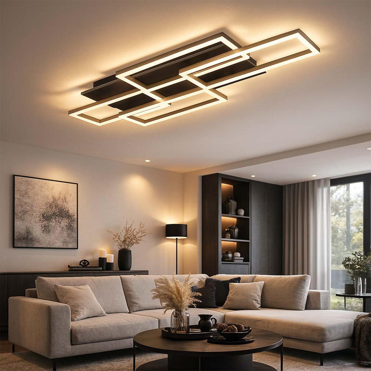 LED DECKENLEUCHTE JEFFRY Anthrazit - Anthrazit, Metall (87.5/32.5/7.5cm) - Globo Lighting