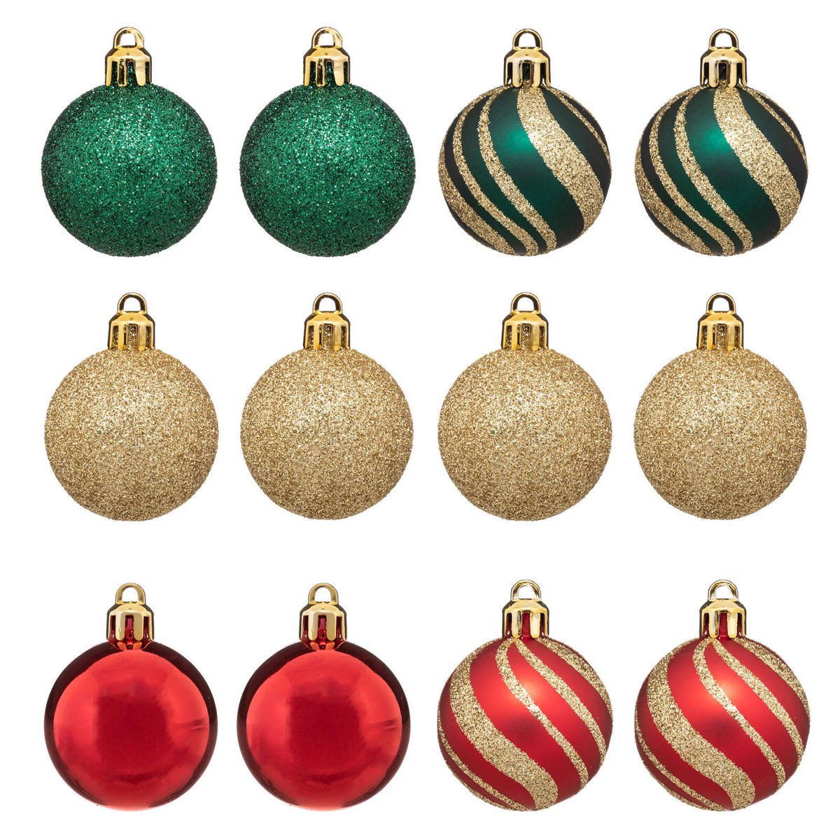 WEIHNACHTSKUGELN 4 cm 12er-Set - Rot/Goldfarben, Kunststoff (4/5.3/4cm) - Atmosphera Createur d´interieur