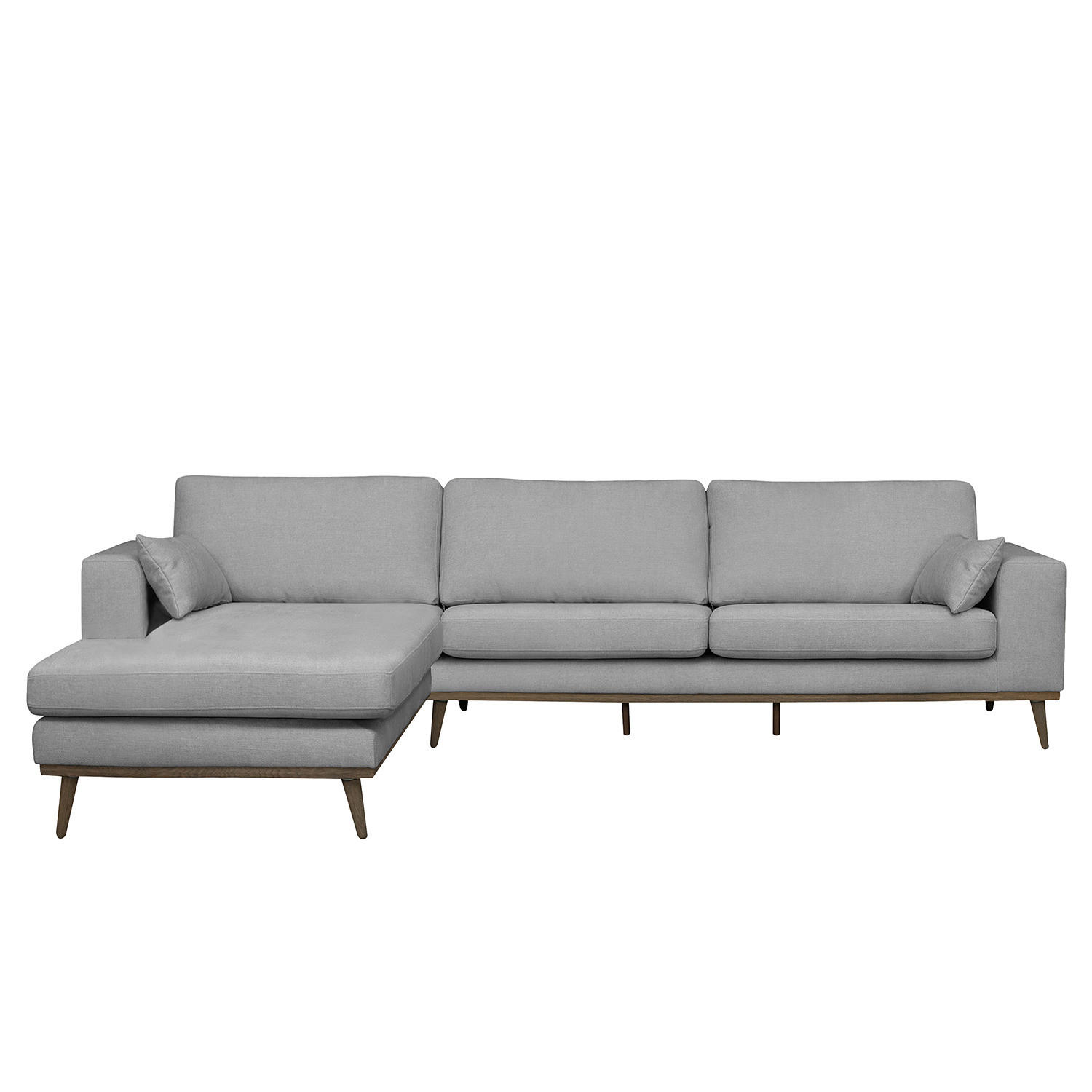 ECKSOFA mit Longchair - Eichefarben/Grau, Eichenholz/Textil (281/153cm) - home24