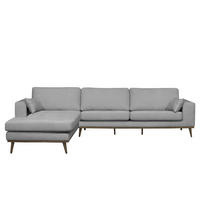 ECKSOFA mit Longchair - Eichefarben/Grau, Eichenholz/Textil (281/153cm) - home24