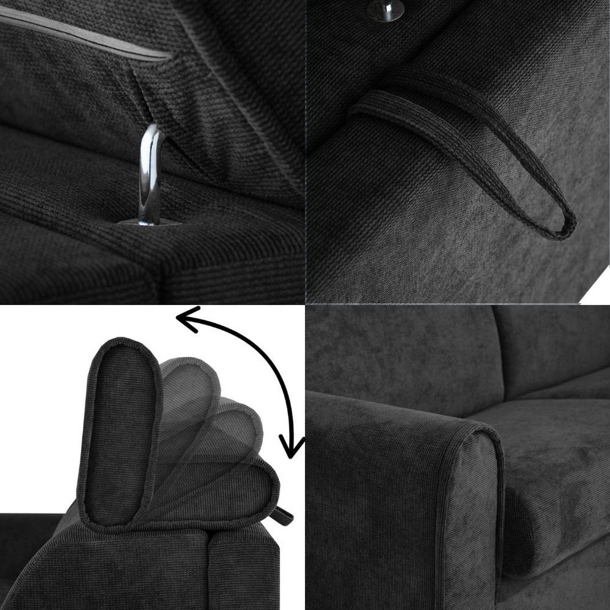 SCHLAFSOFA Pavarti mit italienischem Gestell, 180x195, Schwarz - Schwarz, Holzwerkstoff/Textil (234/88/100cm) - Beautysofa