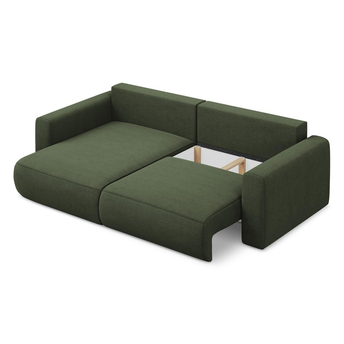 ECKSOFA mit Schlaffunktion Strukturstoff Stoff Grün - Schwarz/Olivgrün, Kunststoff/Textil (149/240cm) - LaMiaSofa