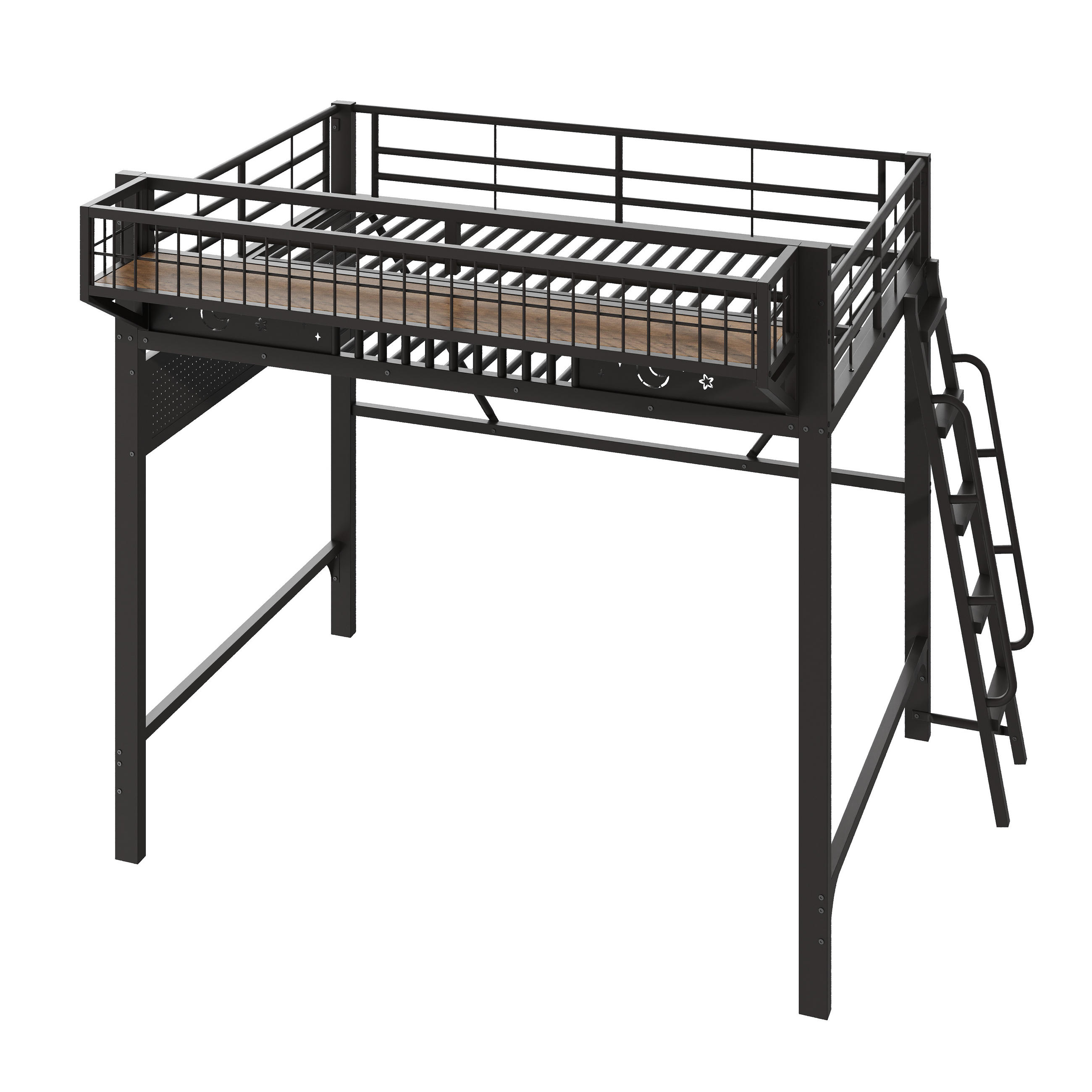 ComfortXL Hochbett Schwarz 140x200 cm