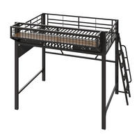 HOCHBETT 140/200 cm mit Staufächern und offener Ebene, DE-42030, in Schwarz - Schwarz, Metall (140/200cm) - ComfortXL