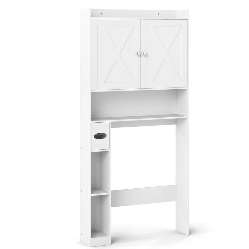 TOILETTENSCHRANK mit Doppeltüren weiß - Weiß, Holzwerkstoff (81.5/172.5/19.5cm) - COSTWAY