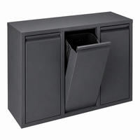 MÜLLEIMER Anthrazit 3-Fach kippbar 3x10 l - Anthrazit, Kunststoff/Metall (65/49/25cm) - Relaxdays