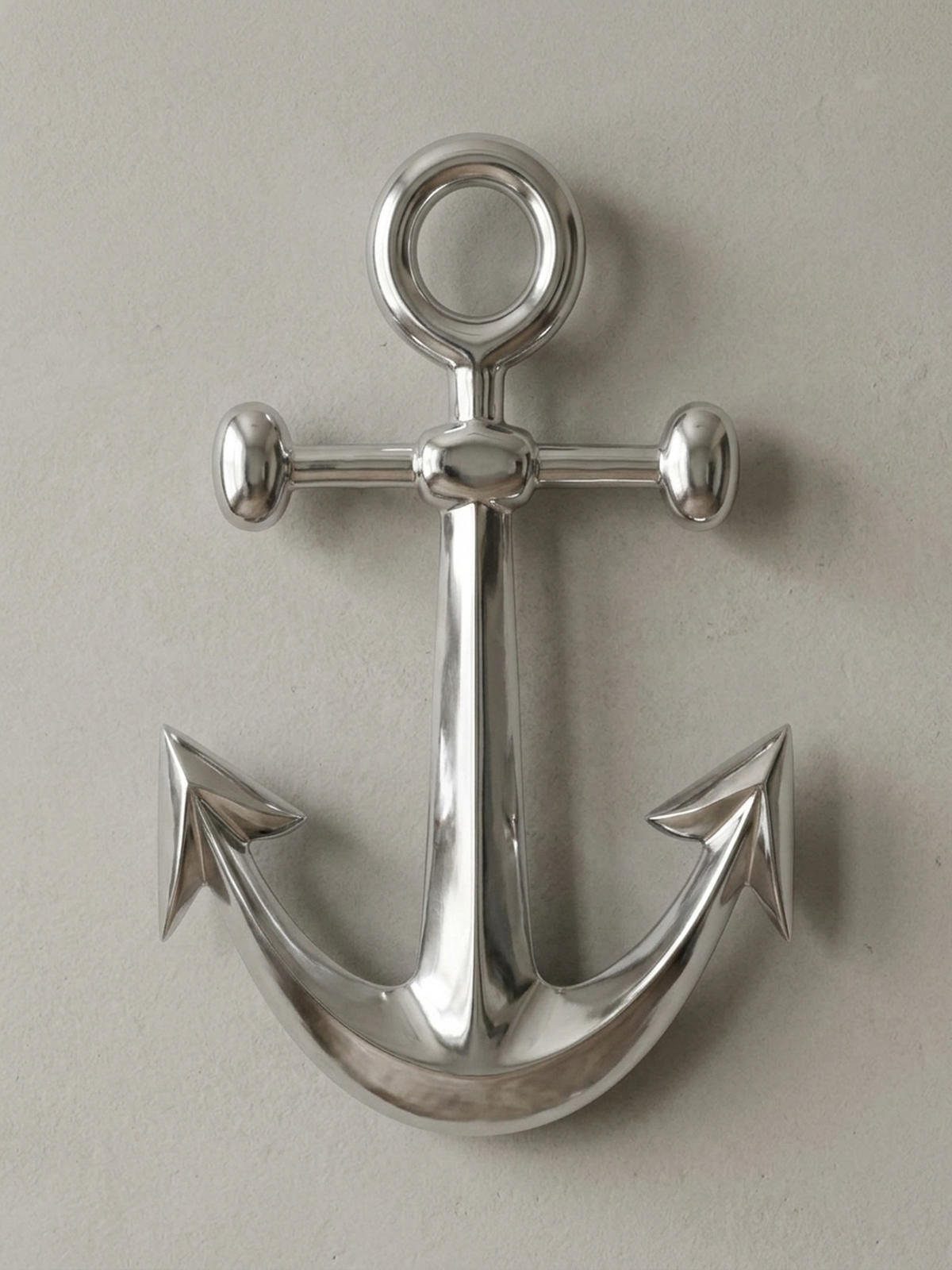 WANDDEKO Anker Aluminium silberfarben poliert 62,5 cm handgefertigt - Silberfarben, Metall (40/63/4cm) - KADIMA DESIGN