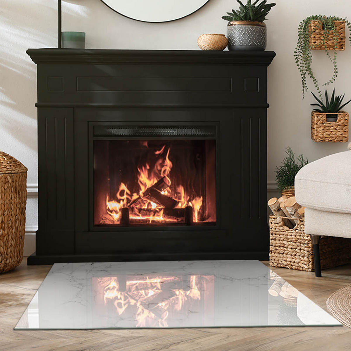 GLASPLATTE für Kamin 100x70 cm - Weiß, Glas (100/70/0.4cm) - TULUP