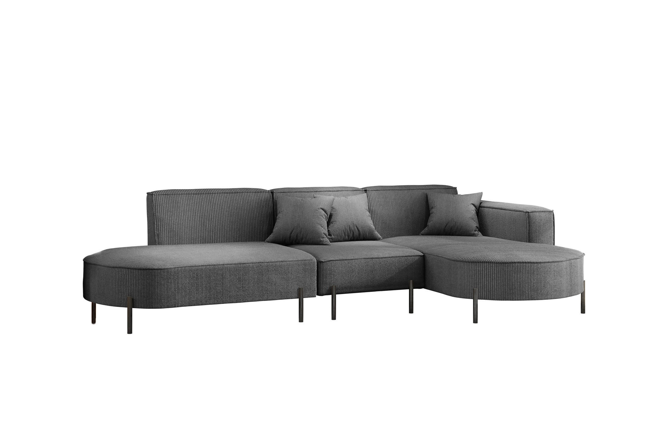 ECKSOFA Valencia - Anthrazit, Holzwerkstoff/Textil (321/165cm) - Fun Möbel