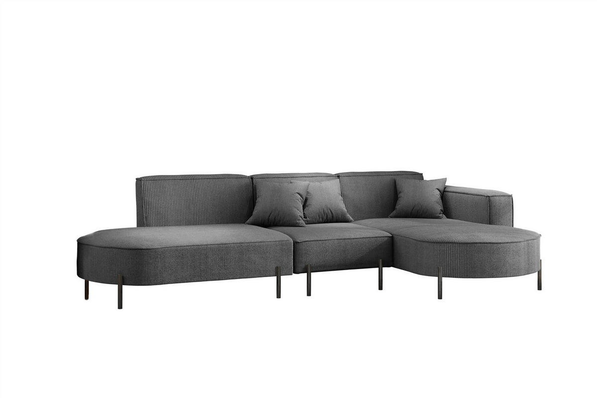 ECKSOFA Valencia - Anthrazit, Holzwerkstoff/Textil (321/165cm) - Fun Möbel