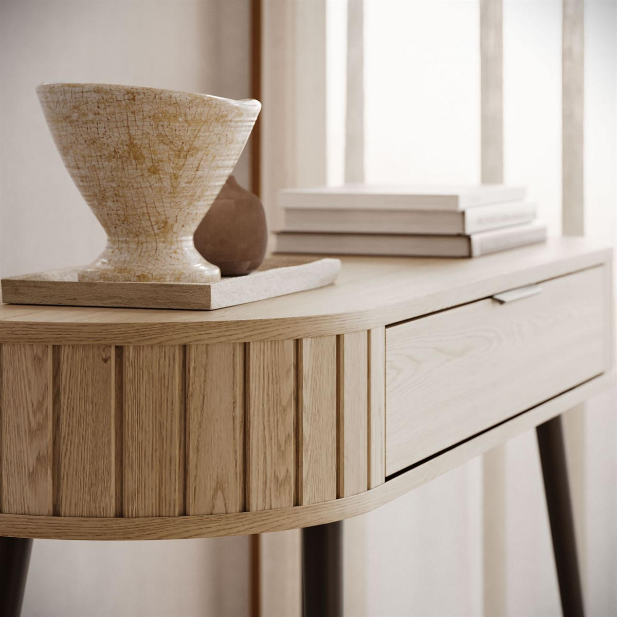 KONSOLE WILLOW 120 cm, mit hohen Beinen, ohne Spiegel - Eichefarben, Holzwerkstoff (120/80/40cm) - Lookway