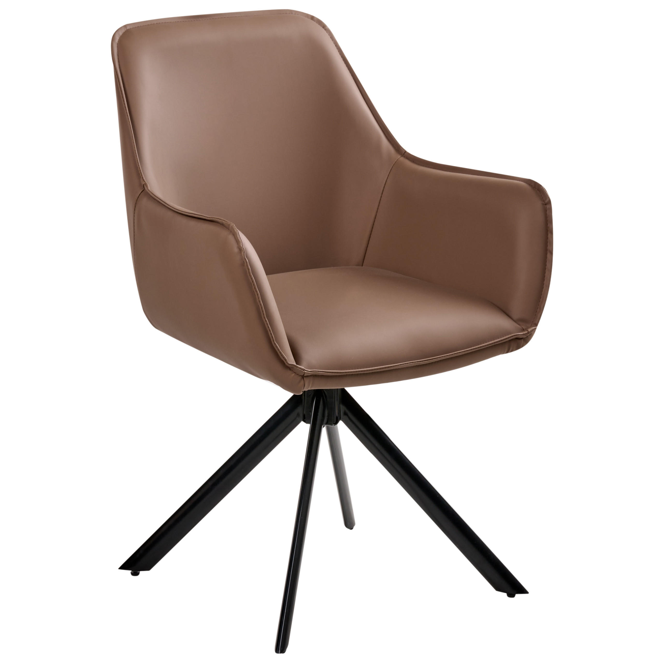 ESSZIMMERSTUHL drehbar Kunstleder Braun Mornas - Braun, Kunststoff (58/84/68cm) - Beliani