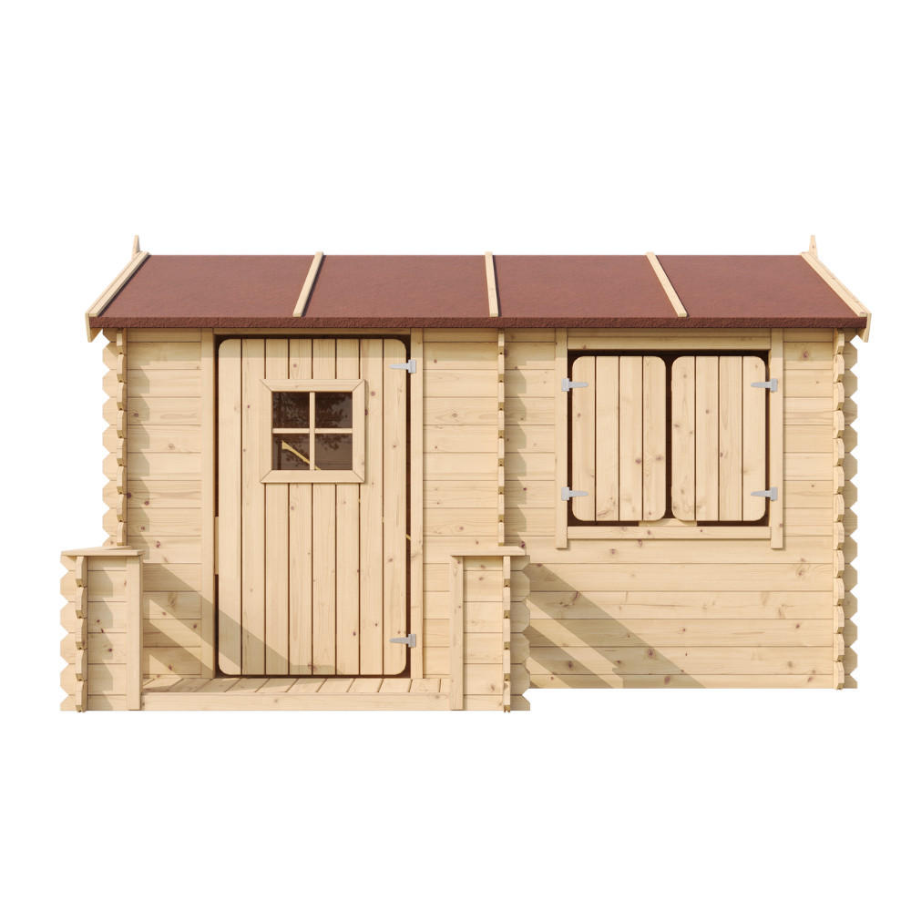 KINDERSPIELHAUS aus Holz - B178xL241xH151 cm/2,63m2 - M503 - Beige, Holz (241/151/146cm) - Timbela