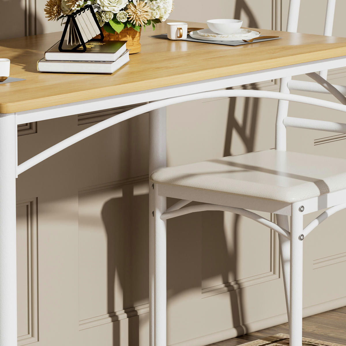 ESSGRUPPE DE-39329 5-teilig, mit 4 Stühlen Natur - Naturfarben, Holzwerkstoff (110/76.5/60cm) - ComfortXL