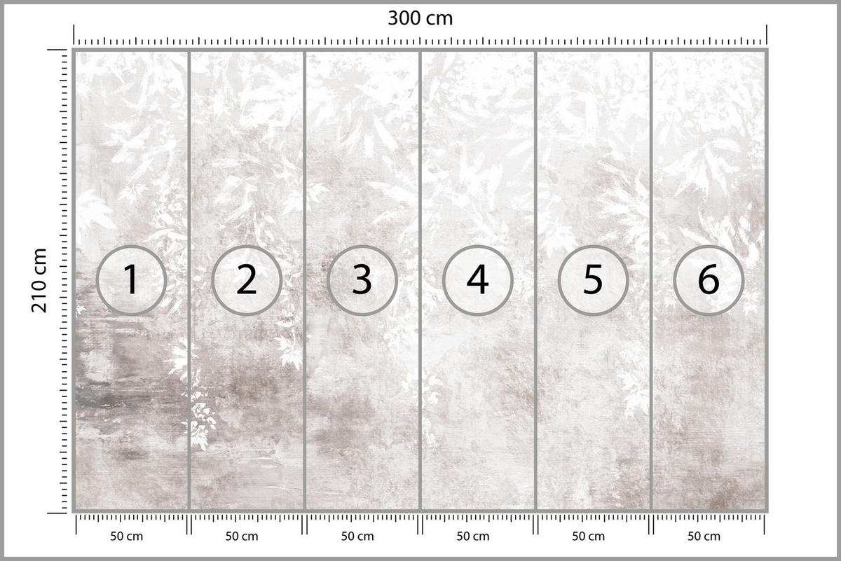 FOTOTAPETE Pflanzen Beton Abstraktion 300x210 - Beige/Braun, Papier (300/210cm) - Muralo