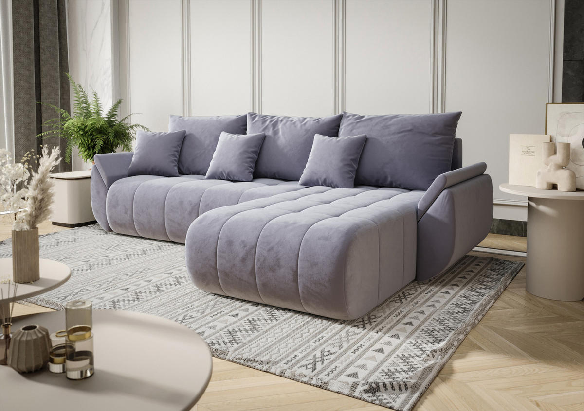 ECKSOFA mit Schlaffunktion TOKYO R Monolith 70 Rechts - Grau, Textil (280/185cm) - Bedante