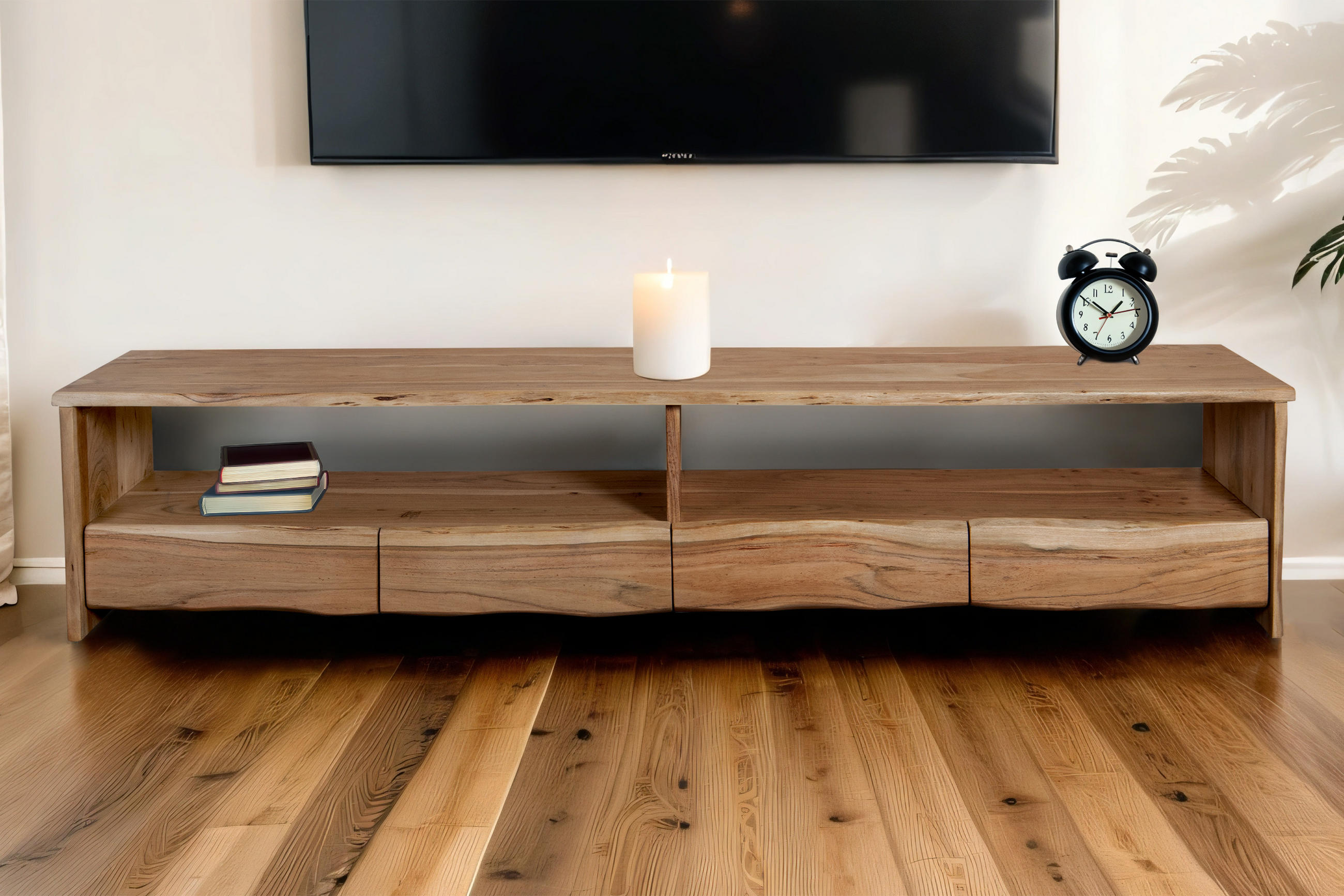 LOWBOARD DAHLIA - Beige/Naturfarben, Akazienholz/Holz (190/50/45cm) - SAM