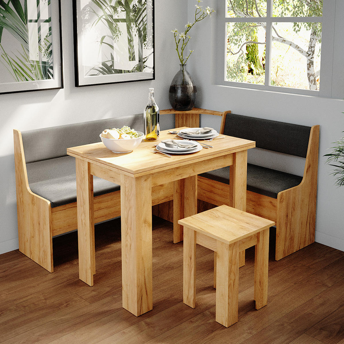 ESSZIMMER-BANK Roman Sandeiche 106.6 x 41.5 cm - Anthrazit/Eiche Wotan, Holzwerkstoff (41.5/80/106.6cm) - Vicco
