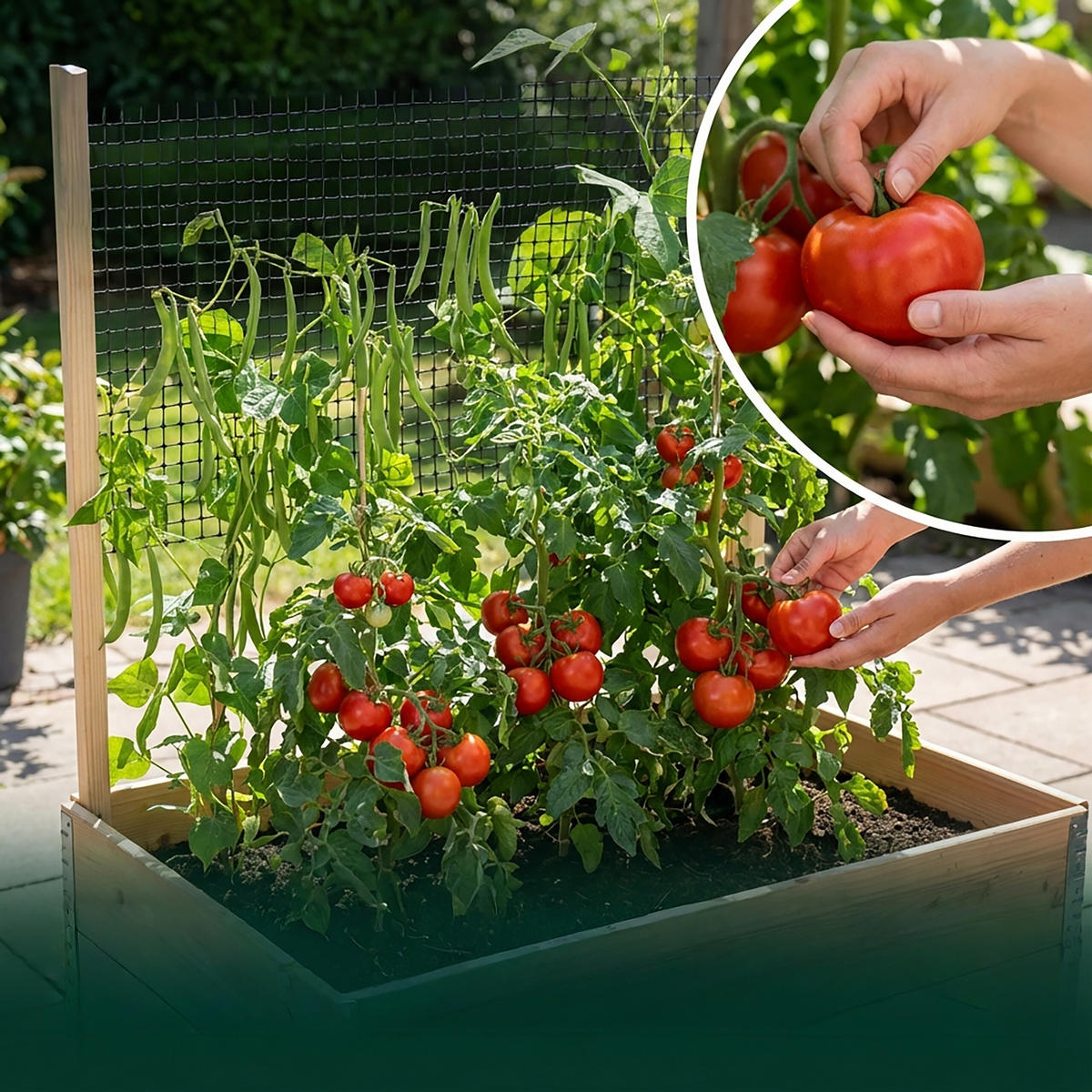 HOCHBEET - Hellbraun, Holz/Kunststoff (120/118/80cm) - Relaxdays