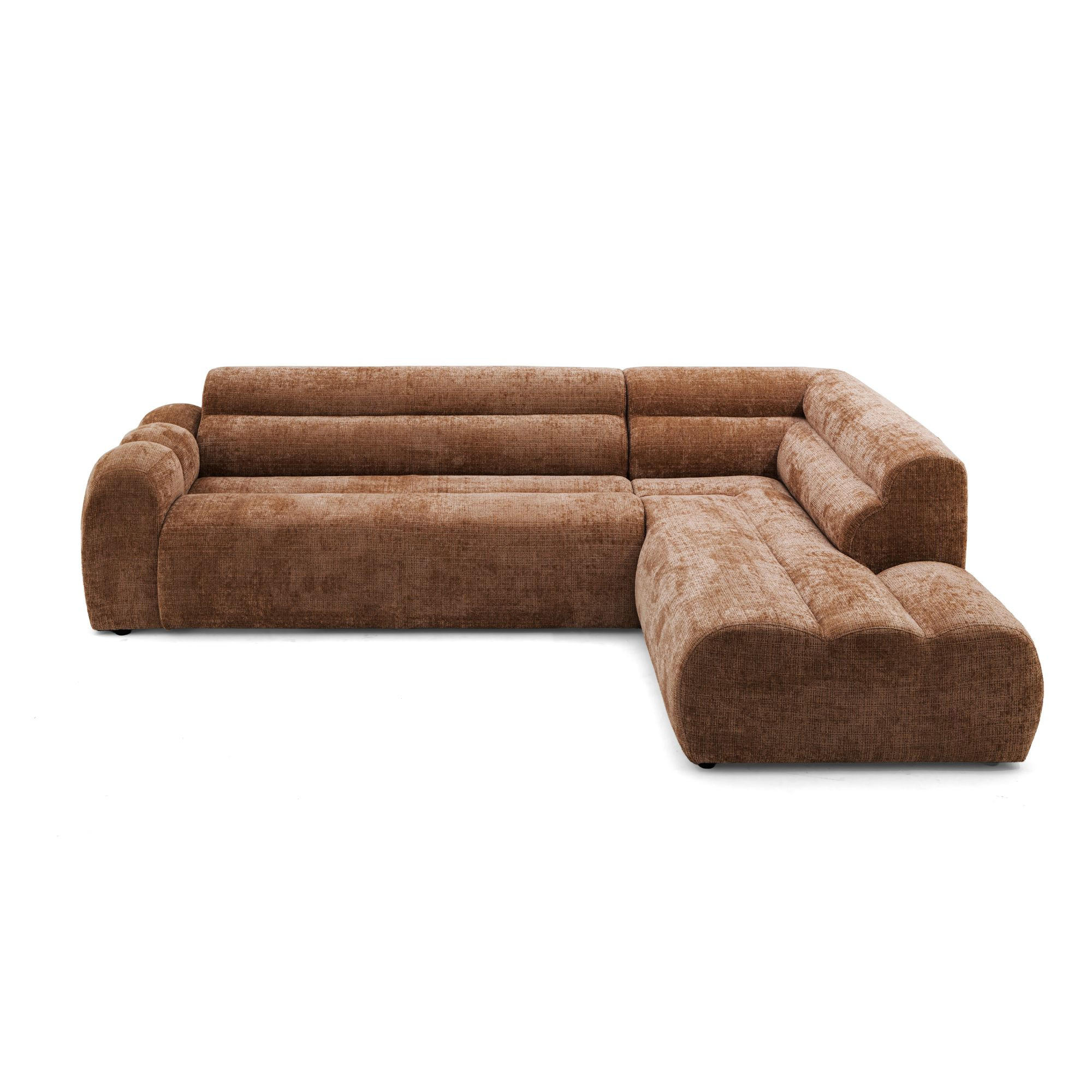 4-SITZER modulares Ecksofa VEER L Rechts, 283 x 190 cm, Chenille Webstoff Orange - Schwarz/Orange, Holz/Kunststoff (190/283cm) - Muffo