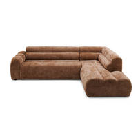 4-SITZER modulares Ecksofa VEER L Rechts, 283 x 190 cm, Chenille Webstoff Orange - Schwarz/Orange, Holz/Kunststoff (190/283cm) - Muffo