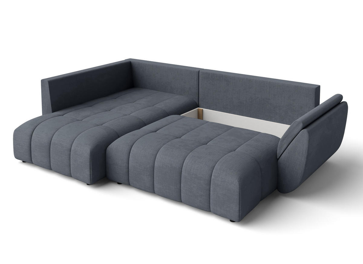 ECKSOFA L Form Corleone Grau 266/190/91 cm mit Schlaffunktion - Schwarz/Grau, Kunststoff/Textil (266/182cm) - AX Living
