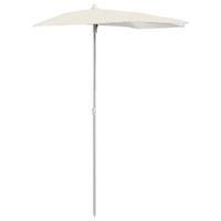 HALB-SONNENSCHIRM Mit Mast 180/90 Cm Sandfarbe - Creme, Textil (180/90cm) - vidaXL
