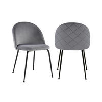 STUHL 2er-Set - Samt & Schwarzer Edelstahl - Grau - MELBOURNE - Grau, Textil (55/77/50cm) - Vente-Unique