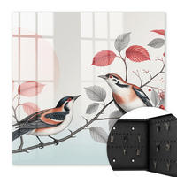 SCHLÜSSELBOX Schwarz 30x30 cm- Türöffnung nach rechts - Vögel Natur - Rot, Metall (30/30/5cm) - TULUP