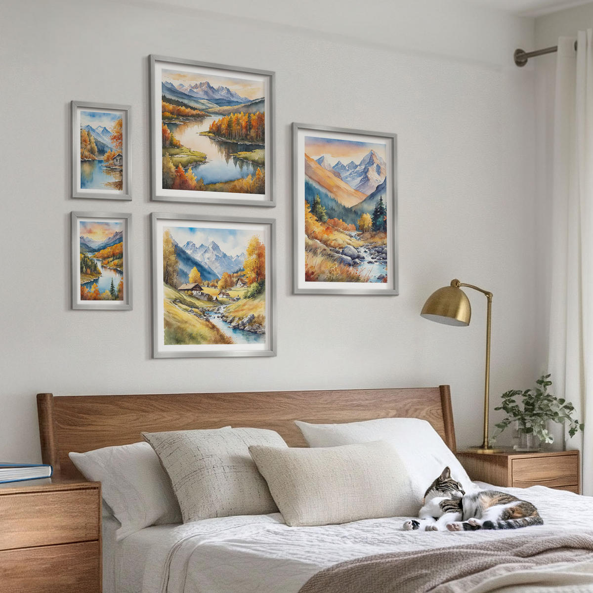 BILDER SET 5er Set - 50x50 cm & 20x30 cm & 40x60 cm Silberner Rahmen - Ansichten der Zitronenarchitektur von Positano - Silberfarben, Kunststoff (40/60cm) - TULUP