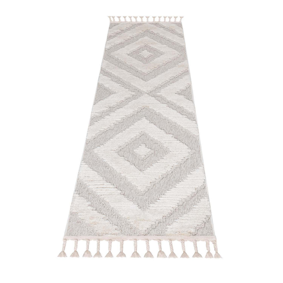 KURZFLOR-TEPPICH Valencia 813 Creme/ Graublau 80x300 cm - Creme, Textil (80/300cm) - carpet city