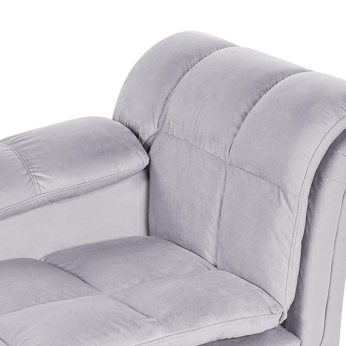 CHAISELONGUE Samtstoff hellgrau rechtsseitig Lormont - Grau, Textil (141/76/70cm) - Beliani
