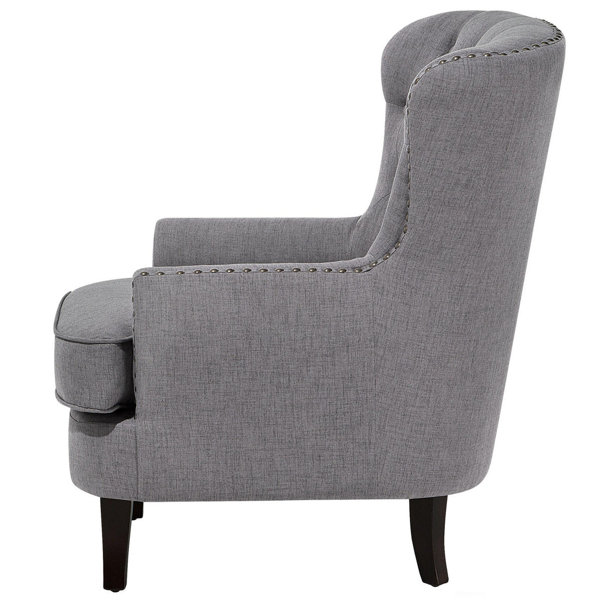 SESSEL Polsterbezug hellgrau Viborg - Dunkelbraun/Grau, Textil (75/93/57cm) - Beliani