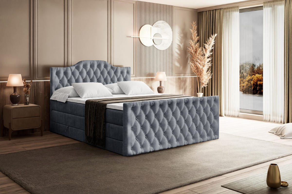 BOXSPRINGBETT VILA-1-Z KING - 160x200 - H3/H4 - Grau - Grau, Holzwerkstoff (160/200cm) - ALTDECOR