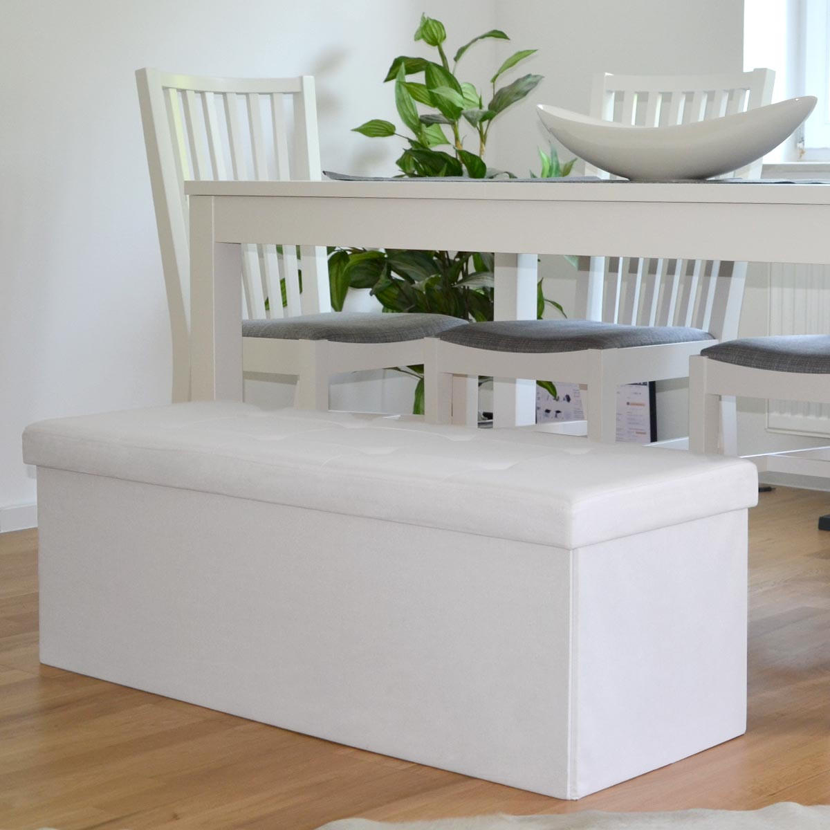 SITZBANK Faltbar, 110/38/38 cm, mit 2 Trennwänden, 120 Liter, Weiß - Weiß, Kunststoff (38/38/110cm) - Dunedesign