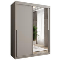 SCHWEBETÜRENSCHRANK mit Spiegel 150 cm Breite Kaschmir mit schwarzem Griff - Kaschmir/Schwarz, Holzwerkstoff (250/200/62cm) - Home Collective